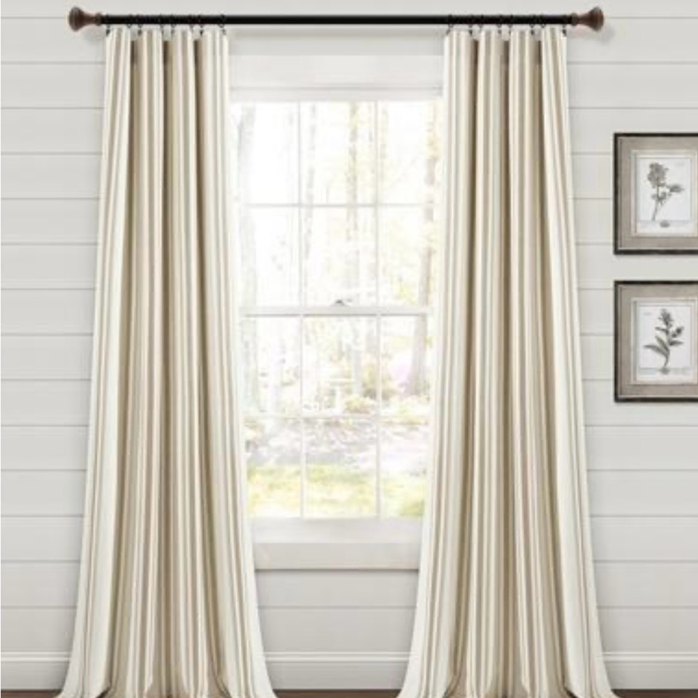 Lush Decor Farmhouse Stripe Yarn Dyed Cotton Window Curtain Pnl Pair